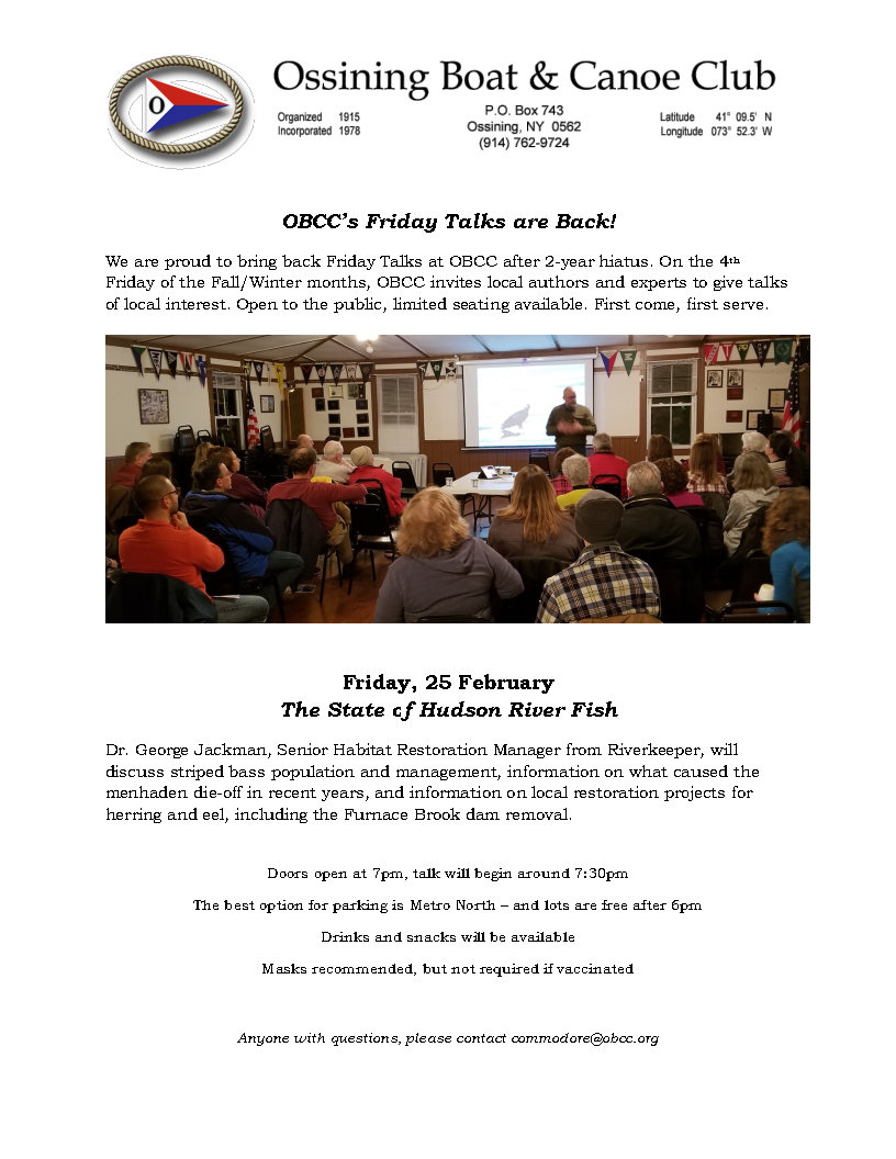 2022 OBCC Friday Talks - Feb 25 Riverkeeper graphic